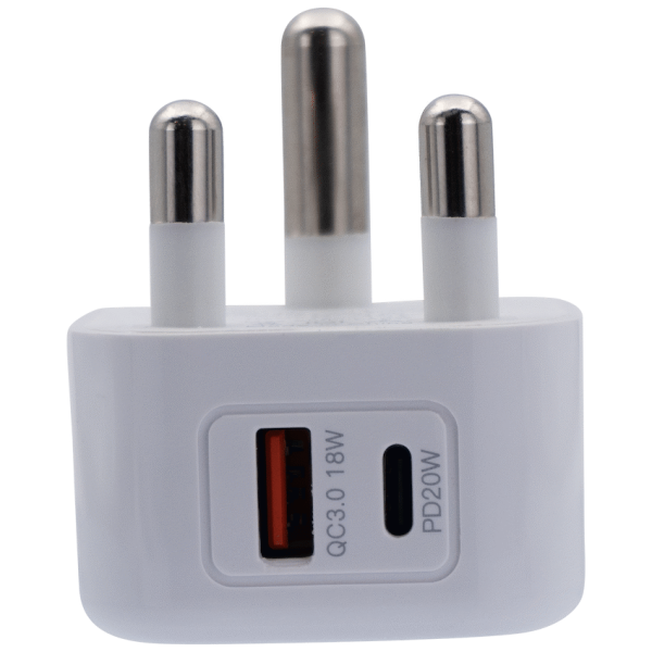 1-1116 Volkano Robust Series 3-Pin SA to 20w PD + QC 3.0 Wall Charger