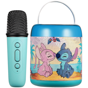 1-4046 Disney Stitch Cylinder Karaoke Speaker with Bluetooth Microphone