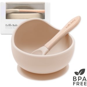 1-4080 Echo Baby Silicone Suction Bowl and Spoon Set - Ivory