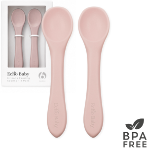 1-4086 Echo Baby Silicone Feeding Spoons 2-Pack - Rose