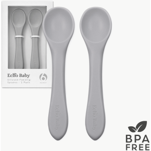 1-4088 Echo Baby Silicone Feeding Spoons 2-Pack - Stone