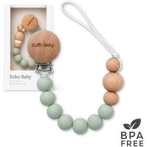1-4098 Echo Baby Silicone Dummy Clip - Sage