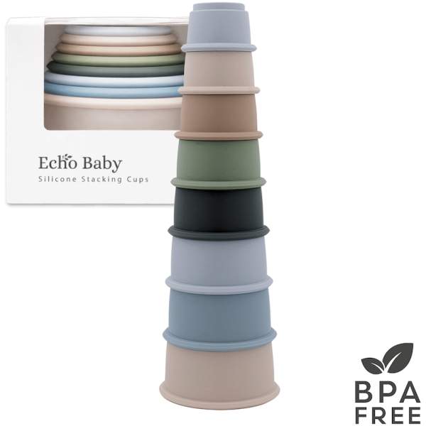 1-4115 Echo Baby Silicone Stacking Cups - Ocean