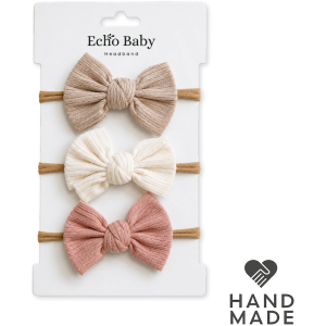 1-4119 Echo Baby Bow Headbands - Set of 3 (Bone, white, pink)