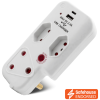 1-4226 Ellies 3 Way Surge Adaptor with Type C + USB - WT