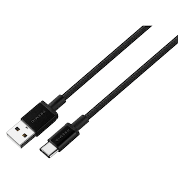 Premio braided USB Type-C cable Black 1.8m