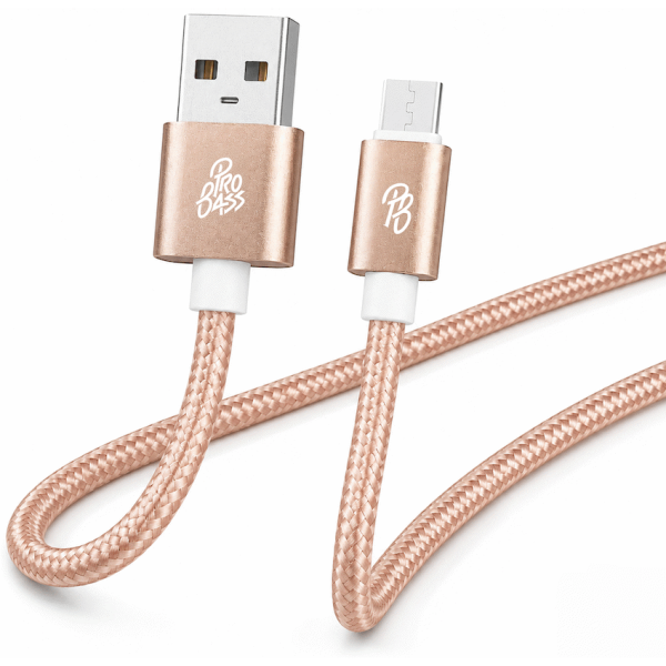 Pro Bass Braided Series Micro USB Cable - Pastel Pink 1.5m