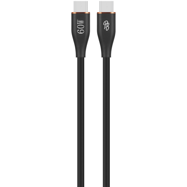 1-4516 Pro Bass FlexiCord Series 2m 60w Type-C to Type-C Charging Cable - Black