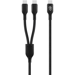 Pro Bass Cord Series 1.2m 15w USB-C to 2x USB-C Braided - Black