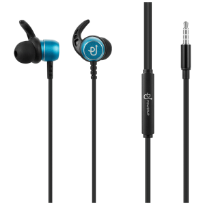 1-4535 PowerUp E1 Series Aux Earphones with Carry Case - Blue