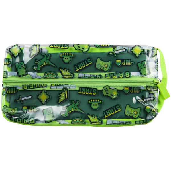 1-4539 Quest Clear PVC Pencil Case - Gamer Green