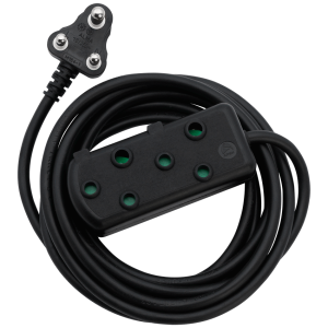 1-4887 Switched Light Duty Side by Side (SBS) Extension Leads 5m - BK