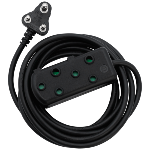 1-4887 Switched Light Duty Side by Side (SBS) Extension Leads 5m - BK