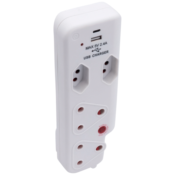 1-4907 Switched 4-Way Medium Surge Adaptor with Type-C + USB