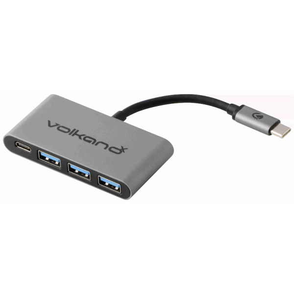 1-5219 VolkanoX Core Hub series USB Type C to 3x USB 3.0 plus Power - 10cm - Charcoal