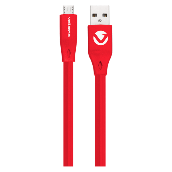 Volkano Slim Series Flat PVC Micro-USB Cable 1.2m - Red