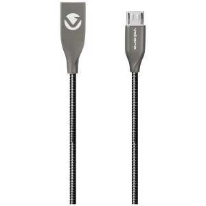 1-5237 Volkano Iron Series Round Metallic Spring Micro USB Cable 1.2m - Black