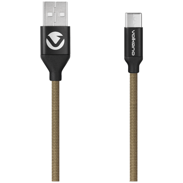 1-5241 Volkano Weave Series Fabric Braided Micro USB Cable 1.2m - Army Green