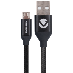 Volkano Weave Series Fabric Braided Micro USB Cable 1.2m - Black