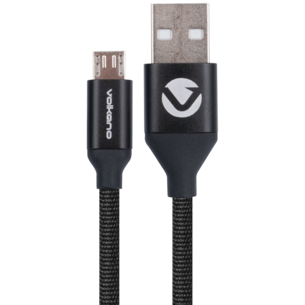 Volkano Weave Series Fabric Braided Micro USB Cable 1.2m - Black