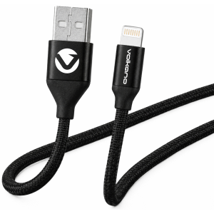 Volkano Weave Series Fabric Braided MFI Lightning Cable 27W 1.2m - Black