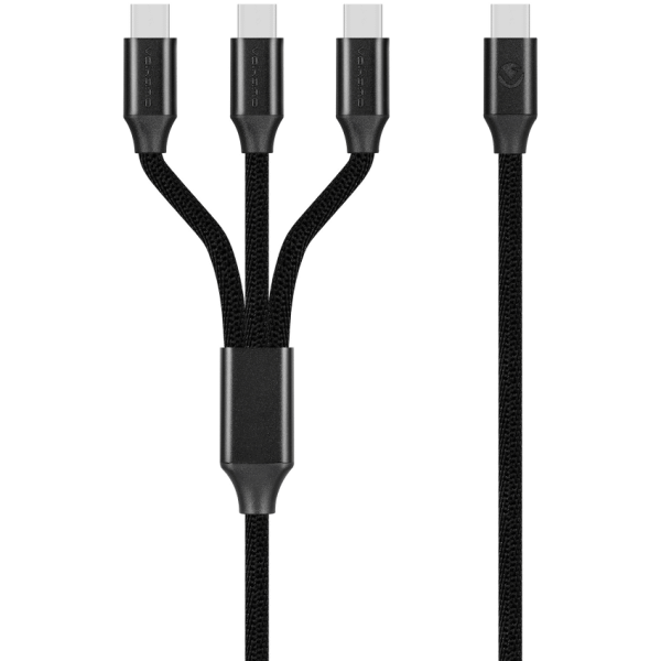 Volkano Weave Series 100w 3-in-1 Charge Cable (3 x Type C) - Black