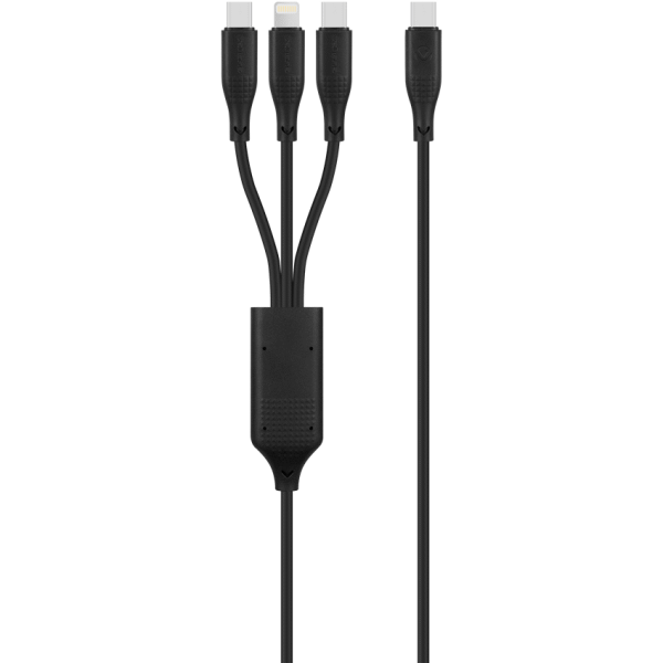 1-5353 Volkano Nova Series USB C to 2 USB C and lightning cable 100W TPE-Black