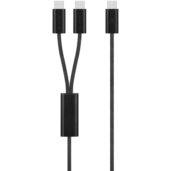 1-5360 Volkano Weave Series USB C to 2 USB C 100W 1.5m