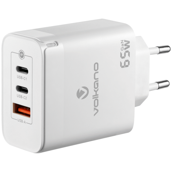 1-5553 Volkano Potent Trio 65w GaN 3 Port Wall Charger