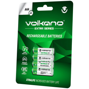 1-5558 Volkano Extra Series AAA Rechargeable Batteries Pack of 4
