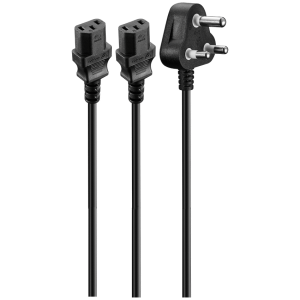 1-5560 Volkano Presto Series Double 3 Pin IEC Power Cable 1.8m 10a - Black