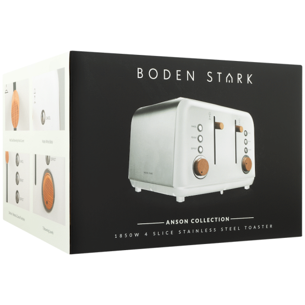 10-53 Boden Stark Anson Collection 4 Slice SS Toaster White