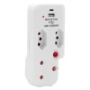 10-64 Ellies 3 Way Surge Adaptor with Type C + USB - WT