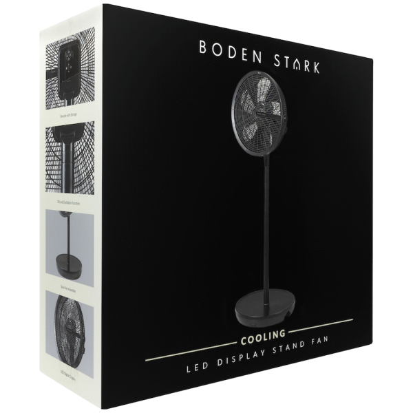 Boden Stark LED Display Stand Fan - Black