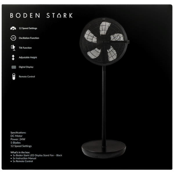 Boden Stark LED Display Stand Fan - Black