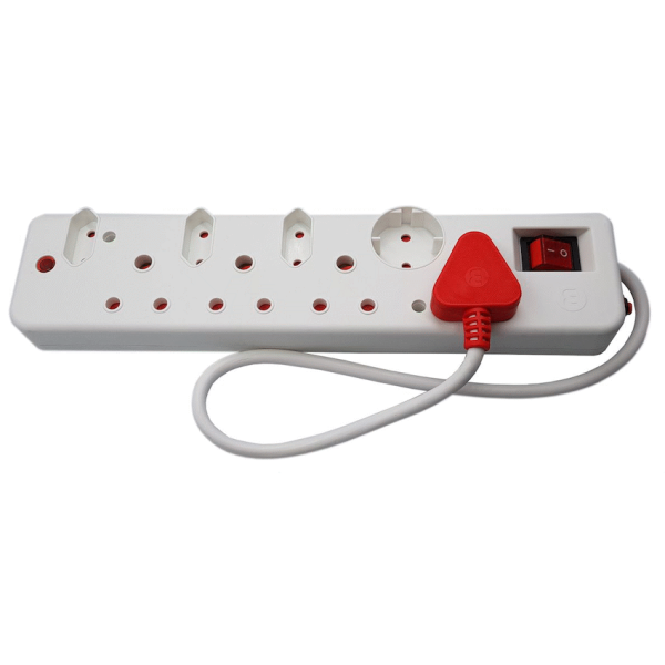 Ellies 8-Way Surge Multiplug 0.5m - WT