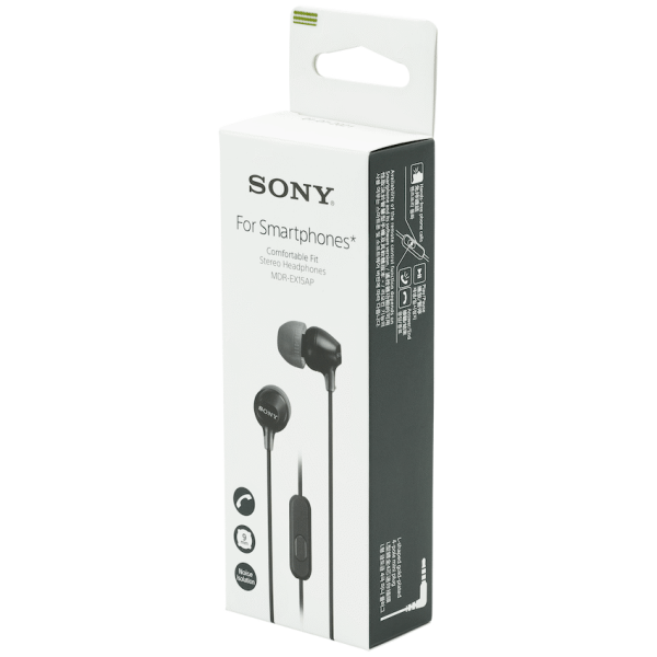 2-145 Sony MDR-EX15AP (Black) In-Ear Earphone with Mic for iPhone - Android - BlackBerry