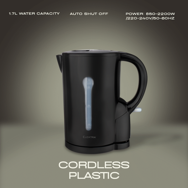 2-355 Elektra 1.7l Plastic Cordless Kettle - Black