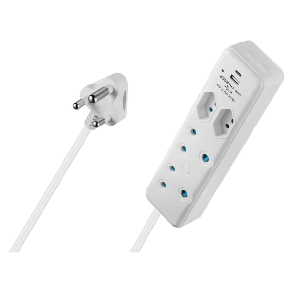 Switched 4-Way Extension Lead with 1x Type-C + 1x USB - 4m