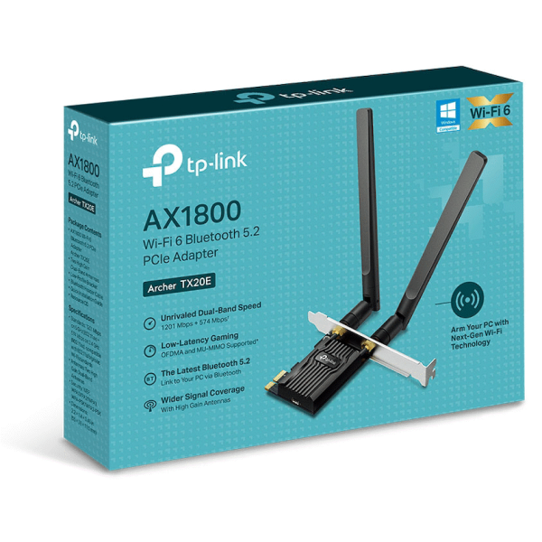 TP-Link Archer TX20E AX1800 Wi-Fi 6 Bluetooth 5.2 PCIe Adapter