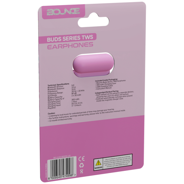 2-527 Bounce Buds Series True Wireless Earphones - Geo Pink