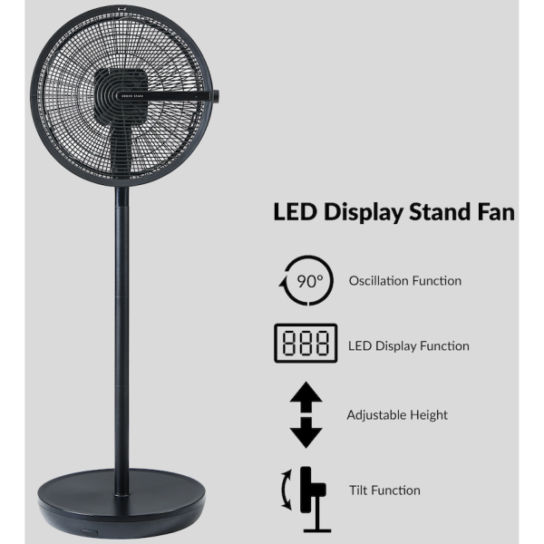 Boden Stark LED Display Stand Fan - Black