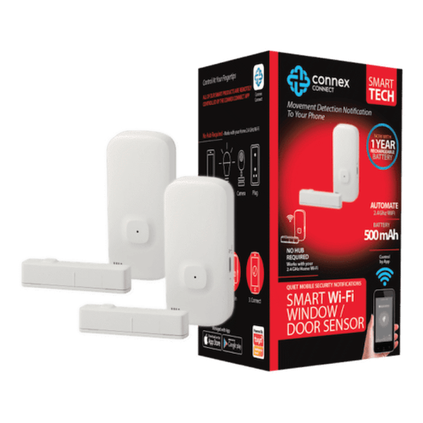 Smart Wi-Fi Door Window Sensor Rechargeable Twin Pack