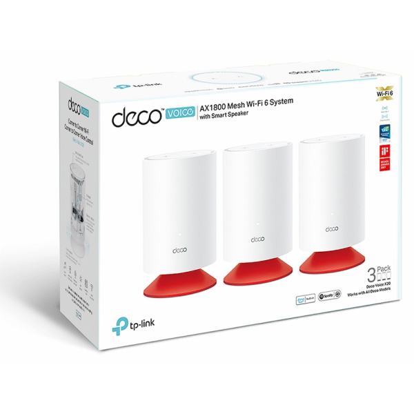 TP-Link Deco VOICEX20 (3-Pack) AX1800 Whole Home Mesh Wi-Fi 6 System with Smart Speaker