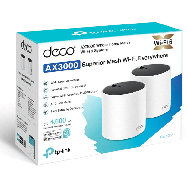 TP-Link Deco X55 (3-Pack) AX3000 Whole Home Mesh Wi-Fi 6 System