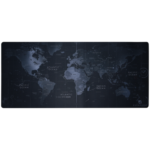 Everfurn Desk Mat - World Map - Large - Black - Non-Slip