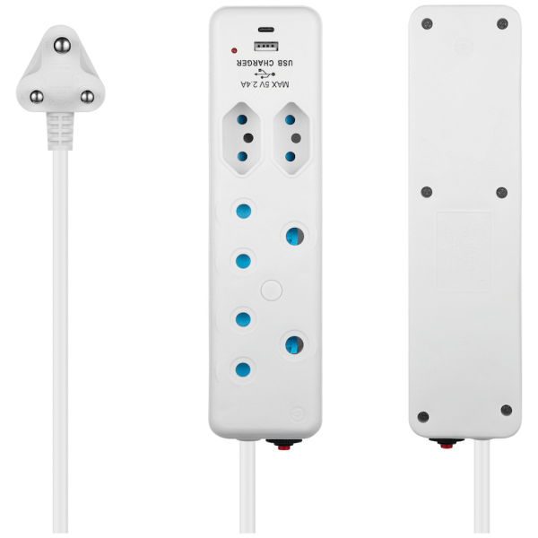 Switched 4-Way Extension Lead with 1x Type-C + 1x USB - 4m