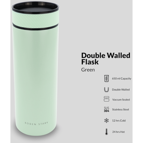 Boden Stark 650ml Travel Flask - Green