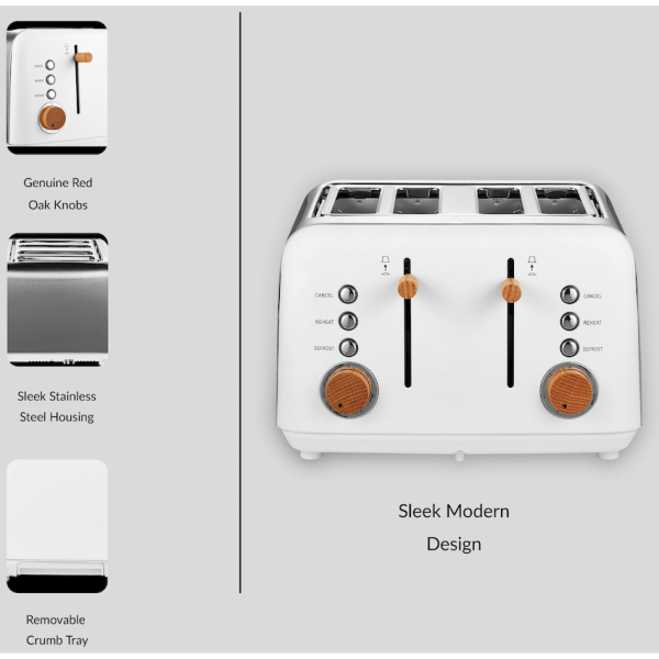 3-482 Boden Stark Anson Collection 4 Slice SS Toaster White