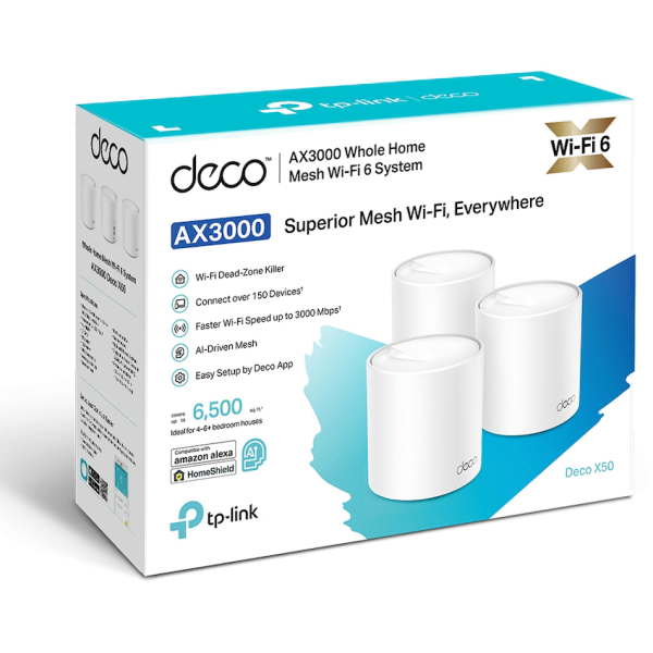 3-554 TP-Link Deco X50 (3-Pack) AX3000 Whole Home Mesh Wi-Fi 6 System